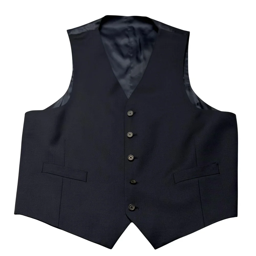Lauren Ralph Lauren Mens 3-Piece Wool Suit Navy Blue Jacket 46L Pants 40x31 Vest